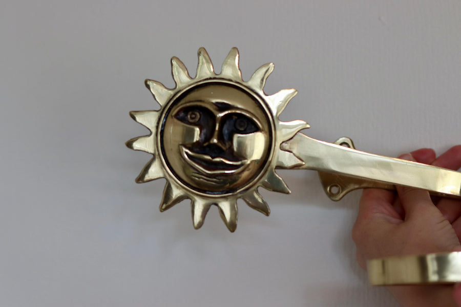 Pair of Brass Sun Curtain Tie-Backs Noah Ancienne