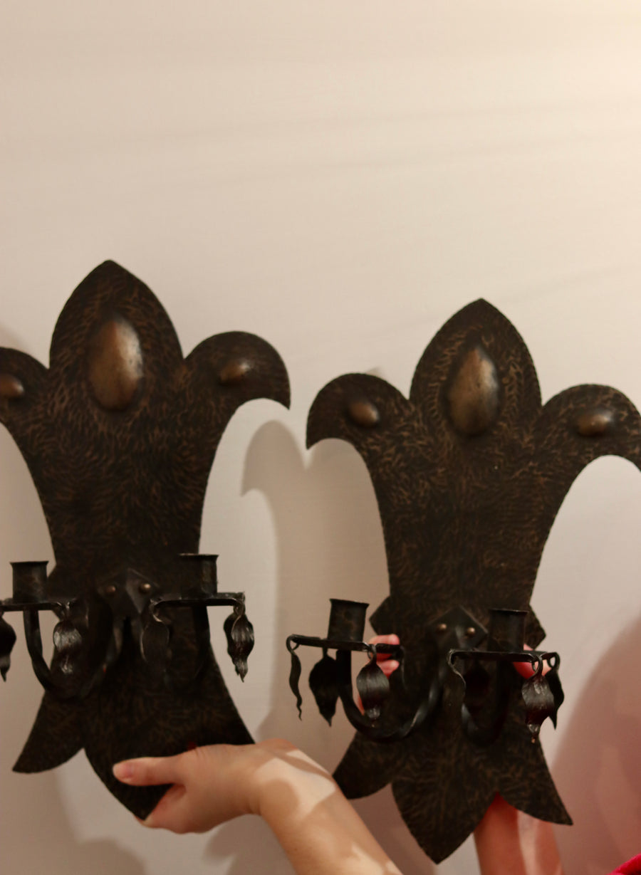 Pair of Brutalist Copper Sconces Noah Ancienne