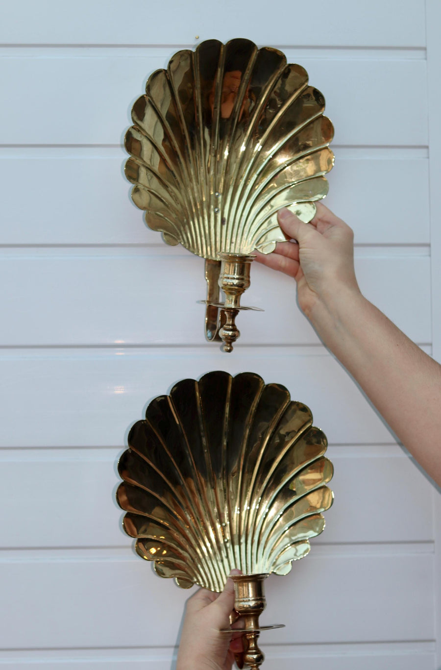 Pair of Mid-Century Brass Sconces Noah Ancienne