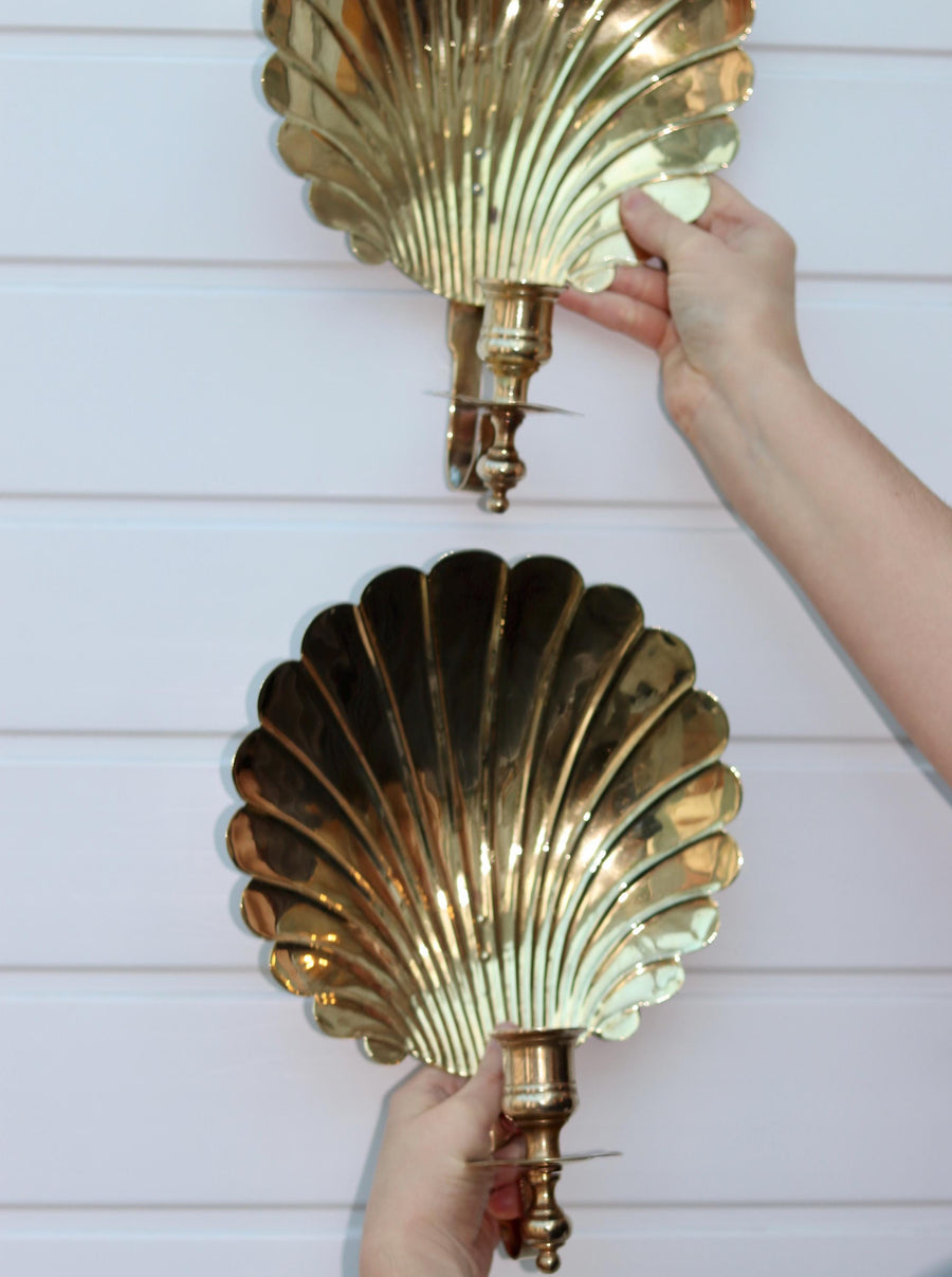 Pair of Mid-Century Brass Sconces Noah Ancienne