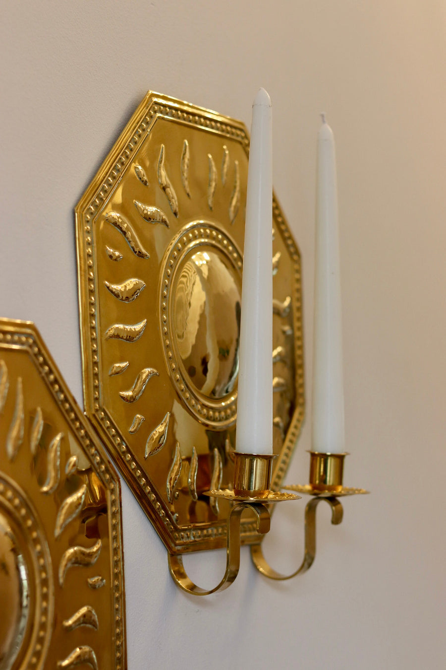 Pair of Mid-Century Brass Swedish Sconces by Torbjörn Noah Ancienne