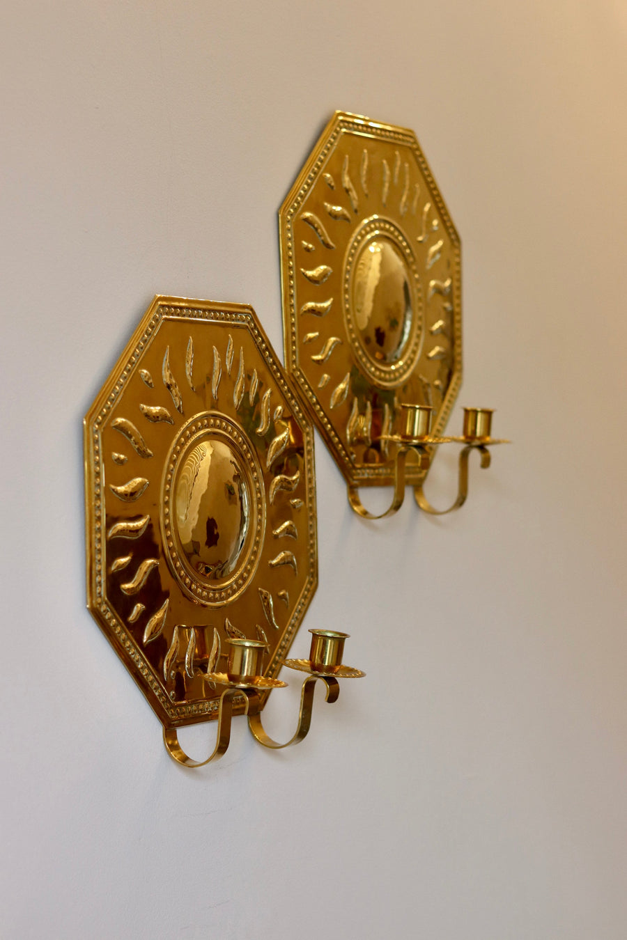 Pair of Mid-Century Brass Swedish Sconces by Torbjörn Noah Ancienne