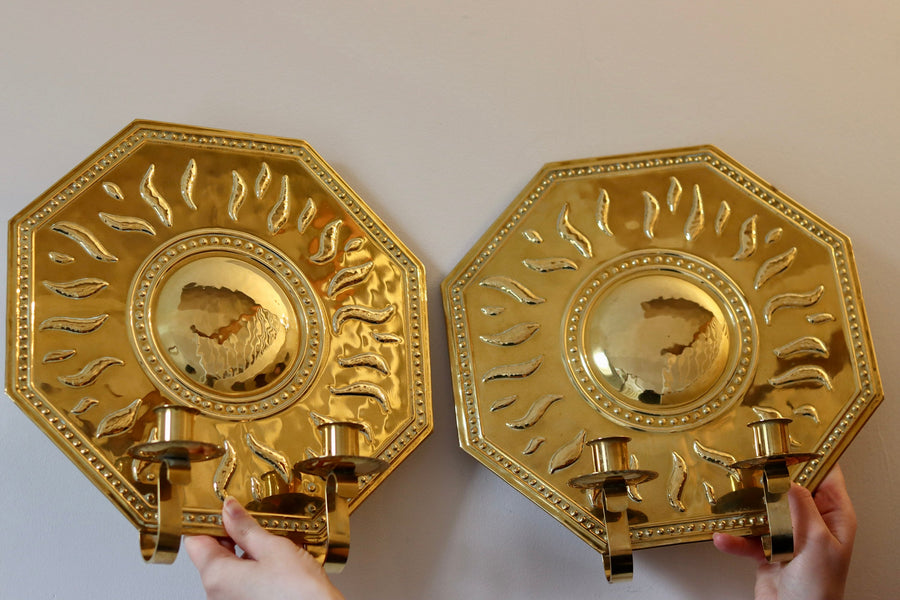 Pair of Mid-Century Brass Swedish Sconces by Torbjörn Noah Ancienne