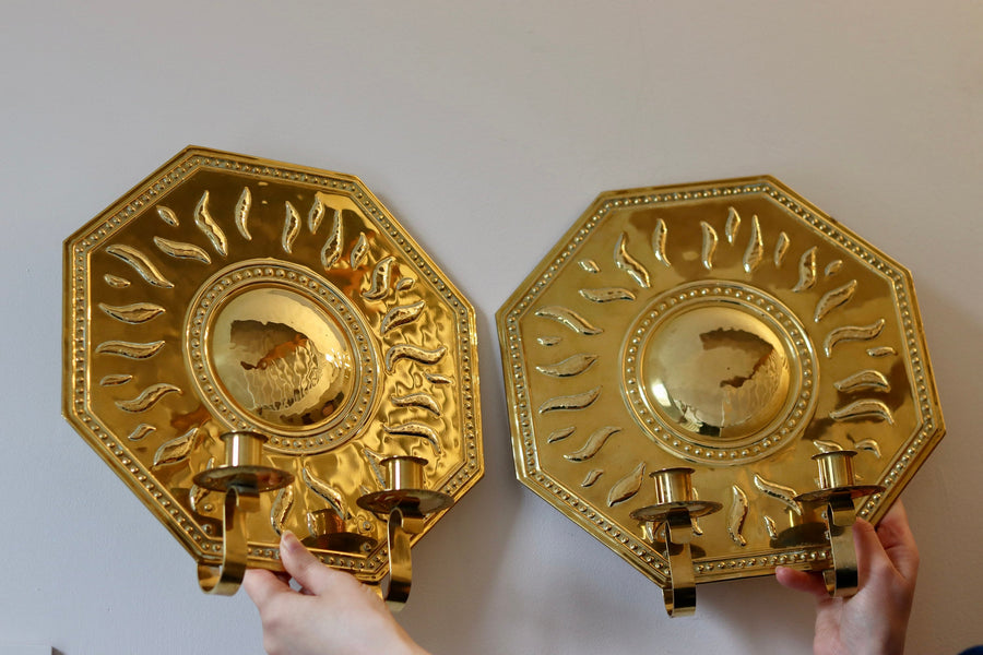 Pair of Mid-Century Brass Swedish Sconces by Torbjörn Noah Ancienne