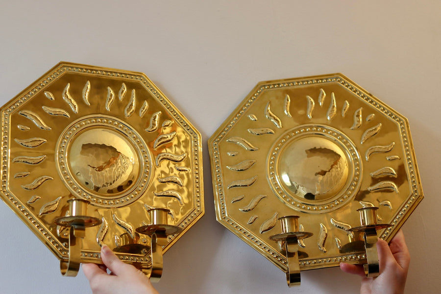 Pair of Mid-Century Brass Swedish Sconces by Torbjörn Noah Ancienne