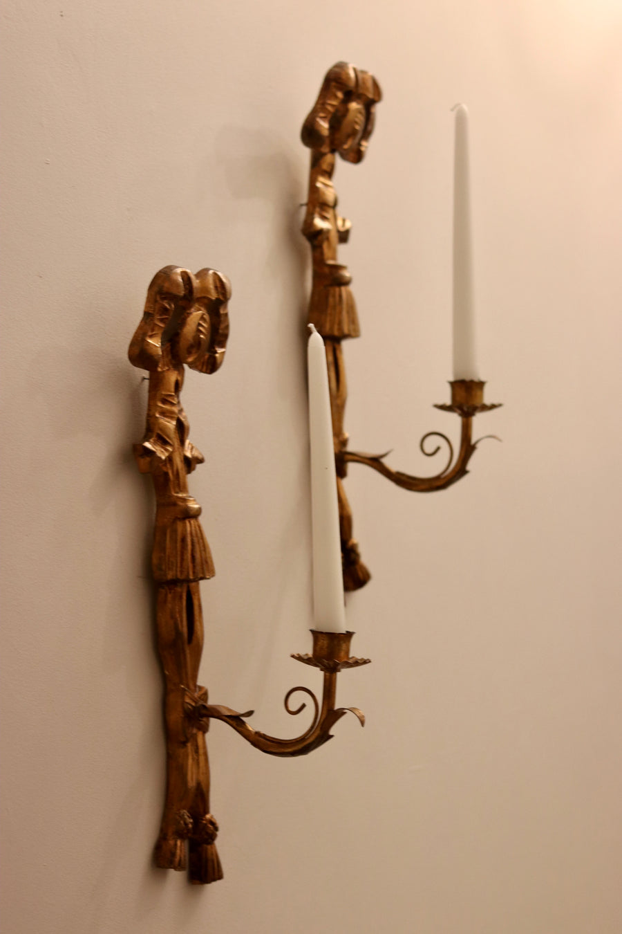 Pair of Mid-Century Italian Gilded Bow Sconces Noah Ancienne