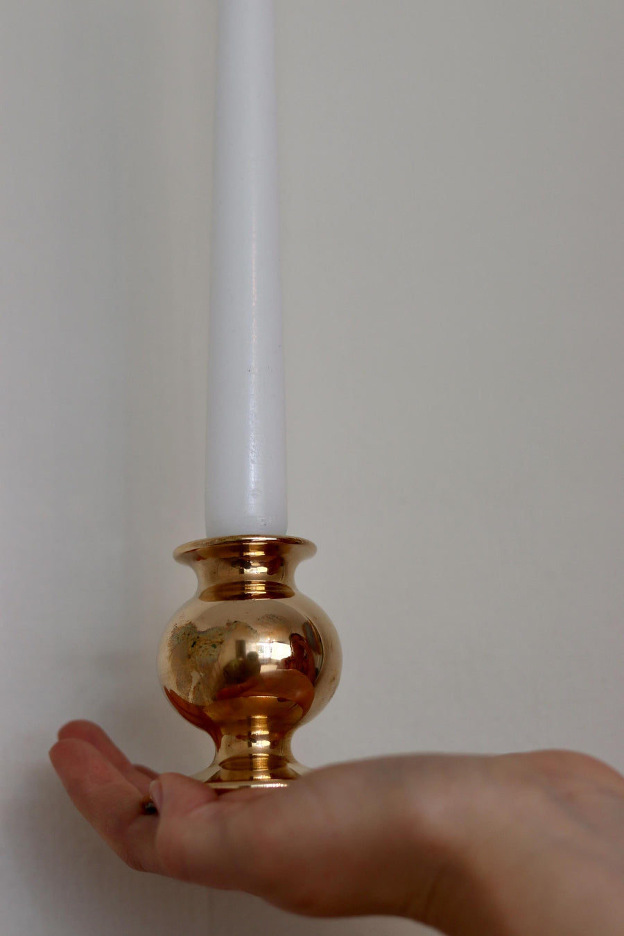 Pair of Mid-Century Swedish Brass Candle Holders Noah Ancienne