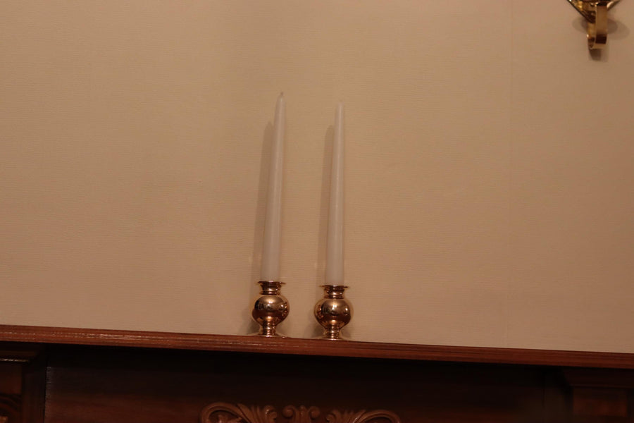 Pair of Mid-Century Swedish Brass Candle Holders Noah Ancienne