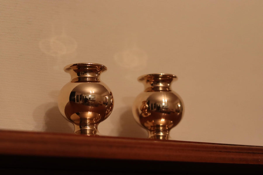 Pair of Mid-Century Swedish Brass Candle Holders Noah Ancienne