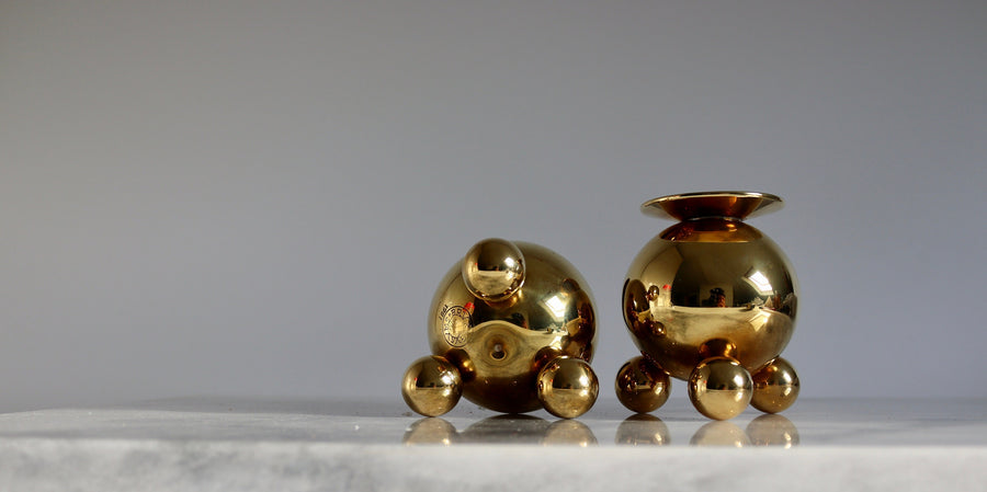 Pair of Mid-Century Swedish Brass Candle Holders by Gusum Bruk Noah Ancienne