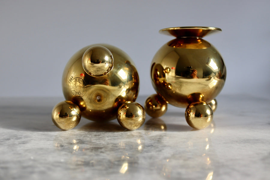 Pair of Mid-Century Swedish Brass Candle Holders by Gusum Bruk Noah Ancienne