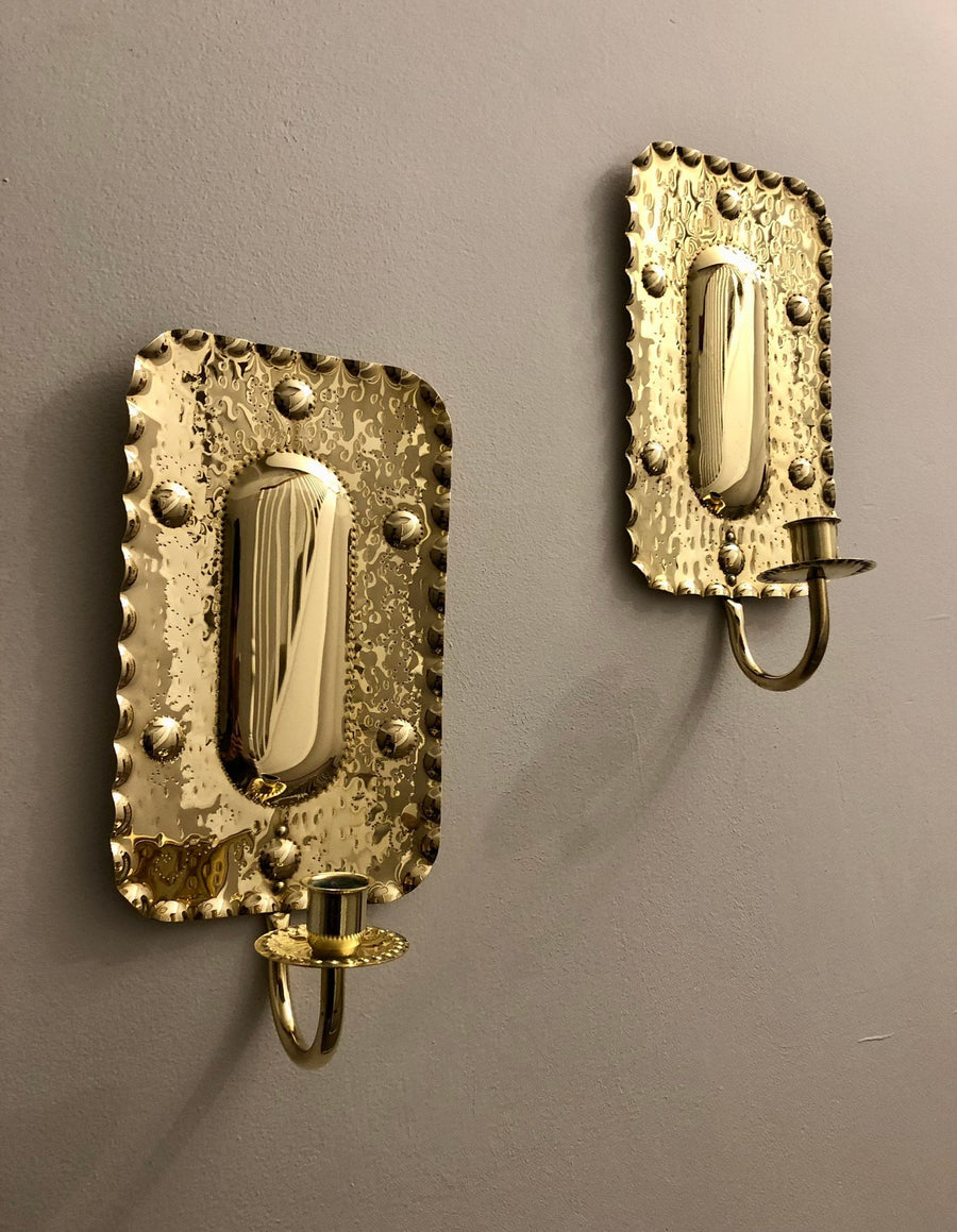 Pair of Mid-Century Swedish Brass Sconces Noah Ancienne