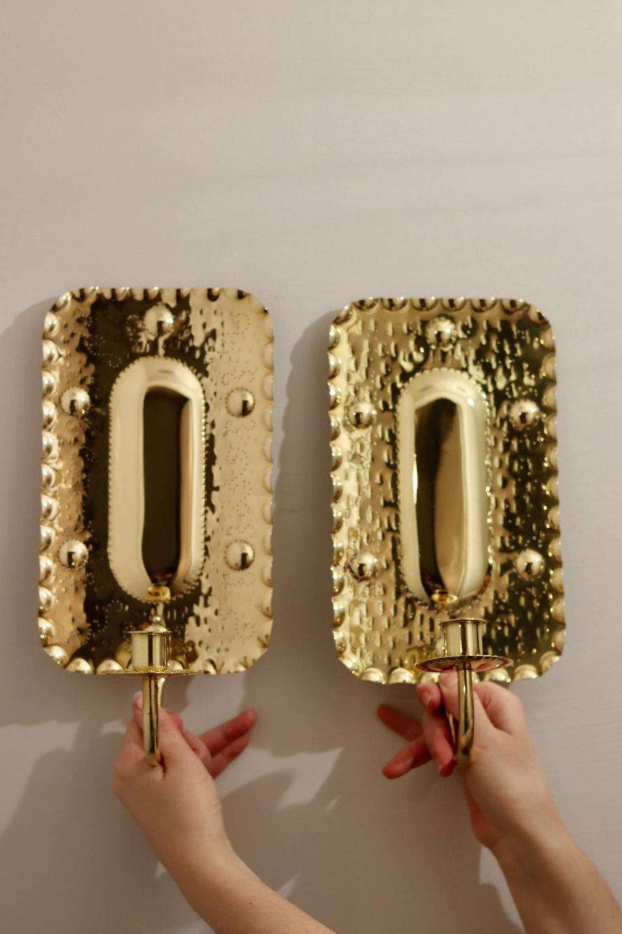 Pair of Mid-Century Swedish Brass Sconces Noah Ancienne