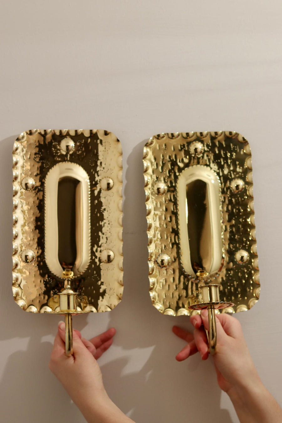 Pair of Mid-Century Swedish Brass Sconces Noah Ancienne