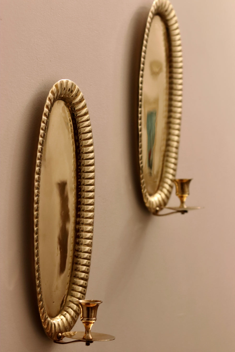 Pair of Mid Century Swedish Brass Sconces Noah Ancienne