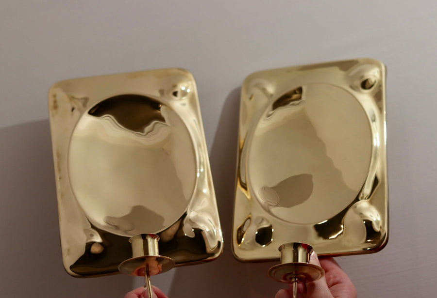 Pair of Mid-Century Swedish Brass Sconces Noah Ancienne