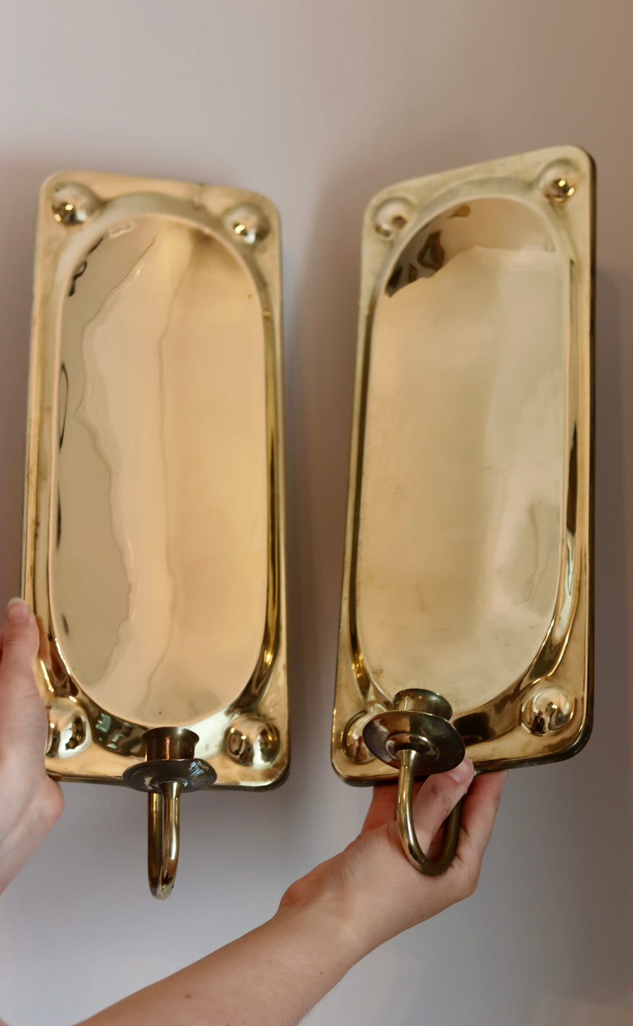 Pair of Mid-Century Swedish Brass Sconces Noah Ancienne