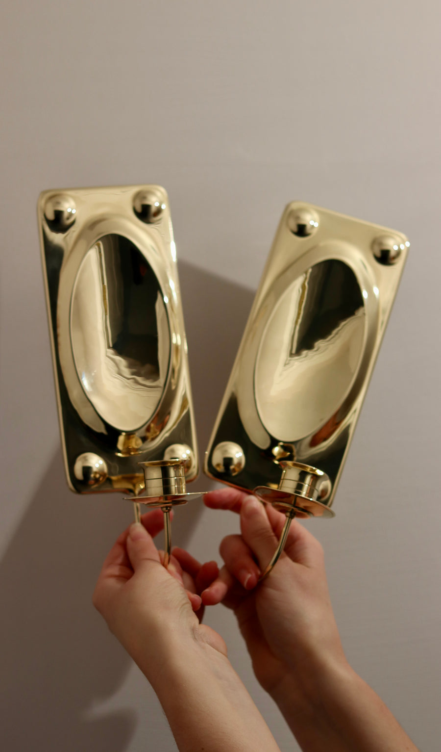 Pair of Mid-Century Swedish Brass Sconces Noah Ancienne