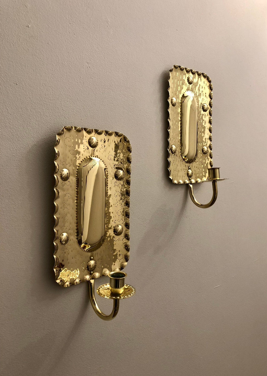 Pair of Mid-Century Swedish Brass Sconces Noah Ancienne