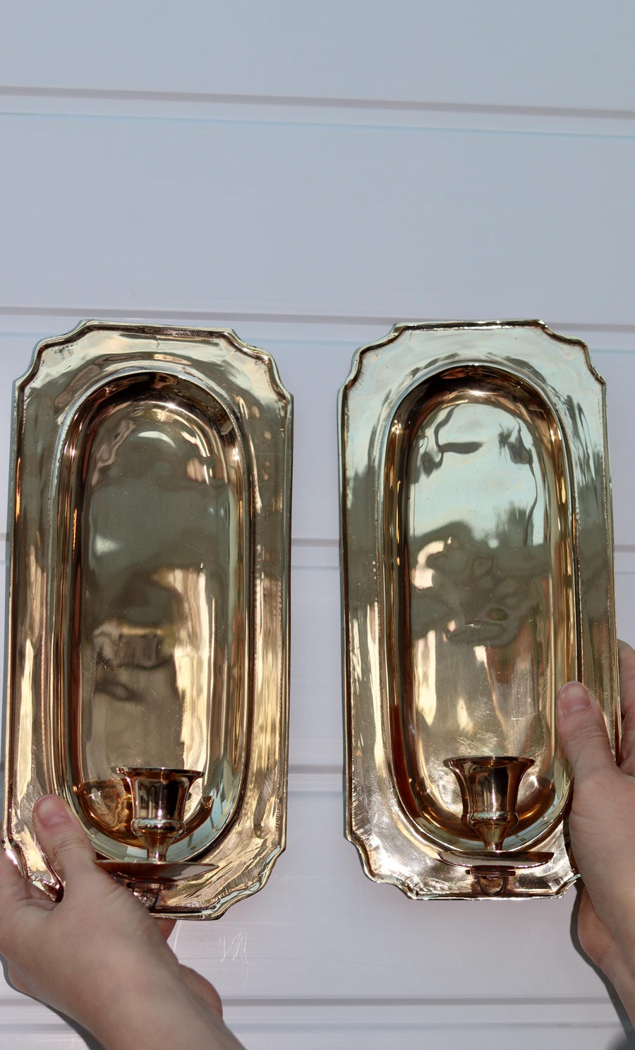 Pair of Mid-Century Swedish Brass Sconces Noah Ancienne