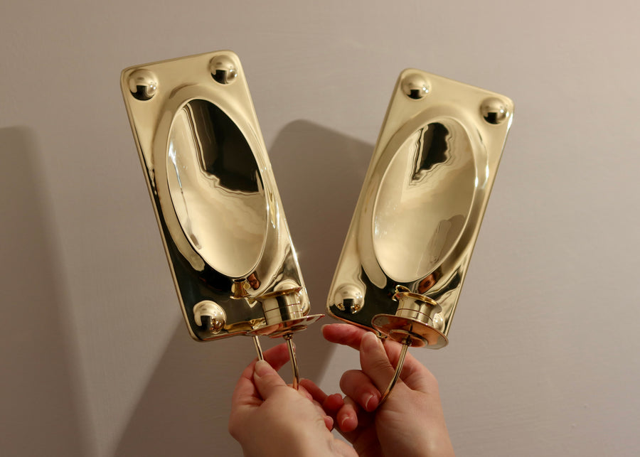 Pair of Mid-Century Swedish Brass Sconces Noah Ancienne