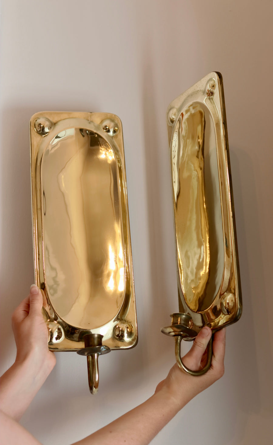 Pair of Mid-Century Swedish Brass Sconces Noah Ancienne