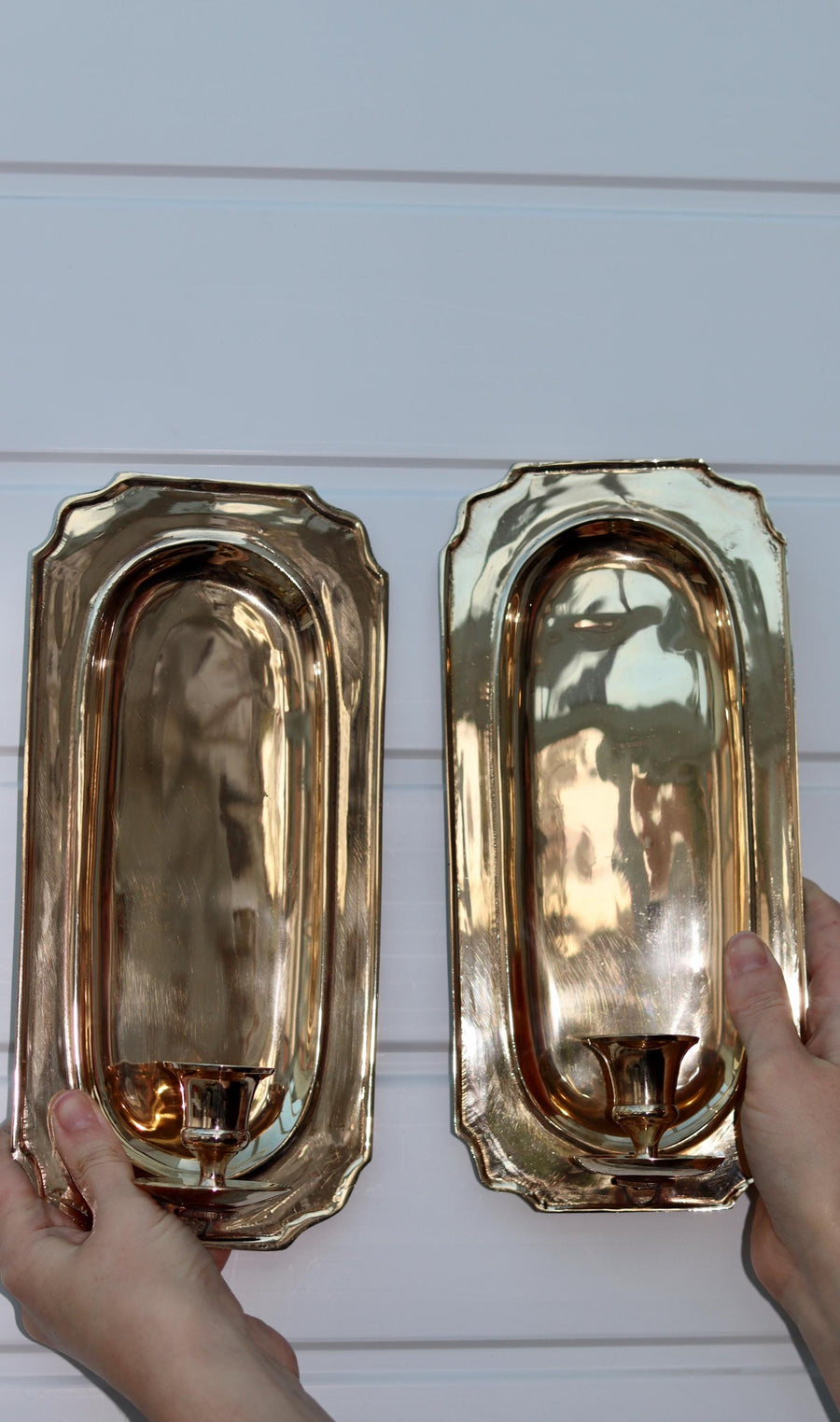 Pair of Mid-Century Swedish Brass Sconces Noah Ancienne