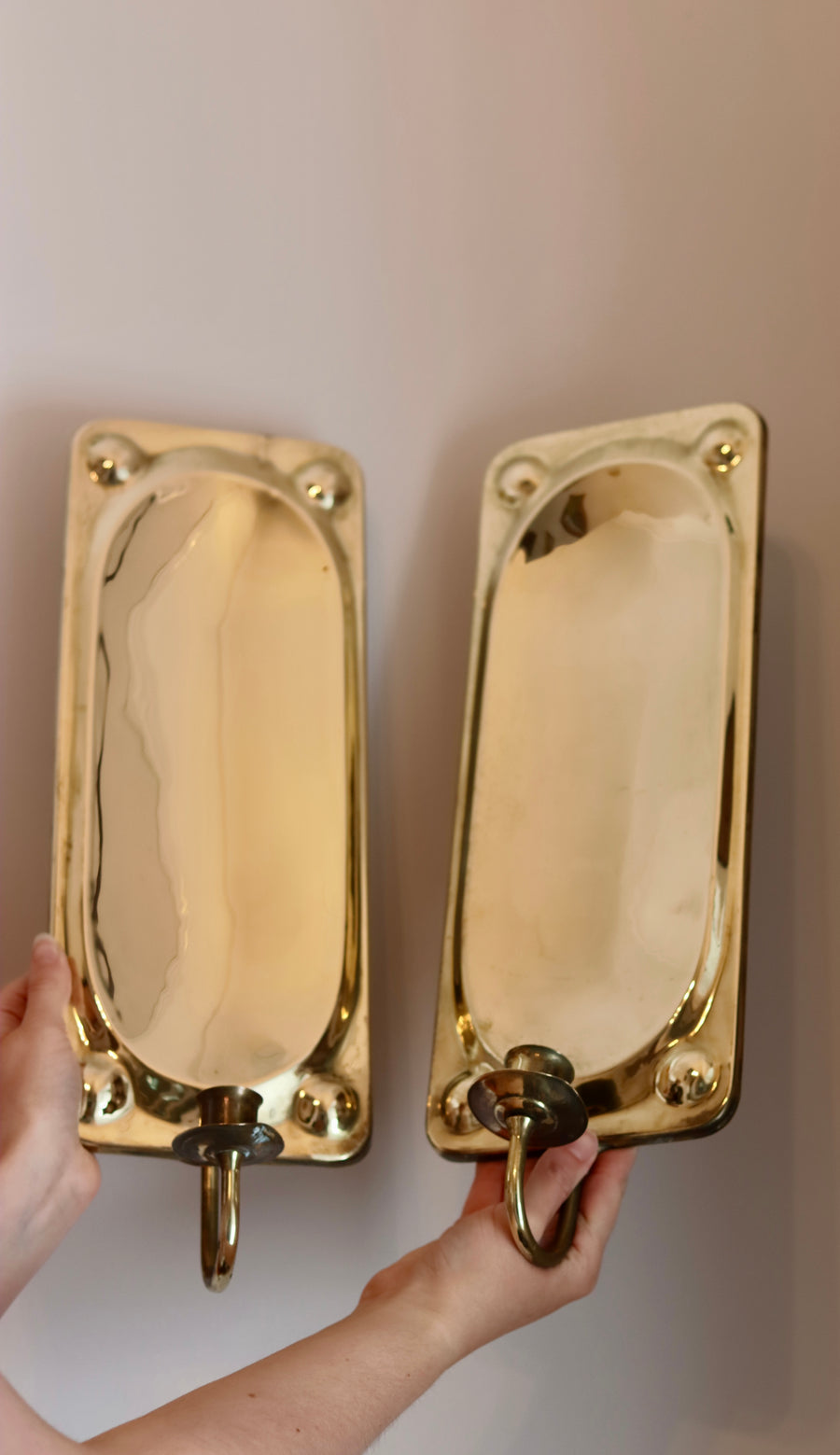 Pair of Mid-Century Swedish Brass Sconces Noah Ancienne