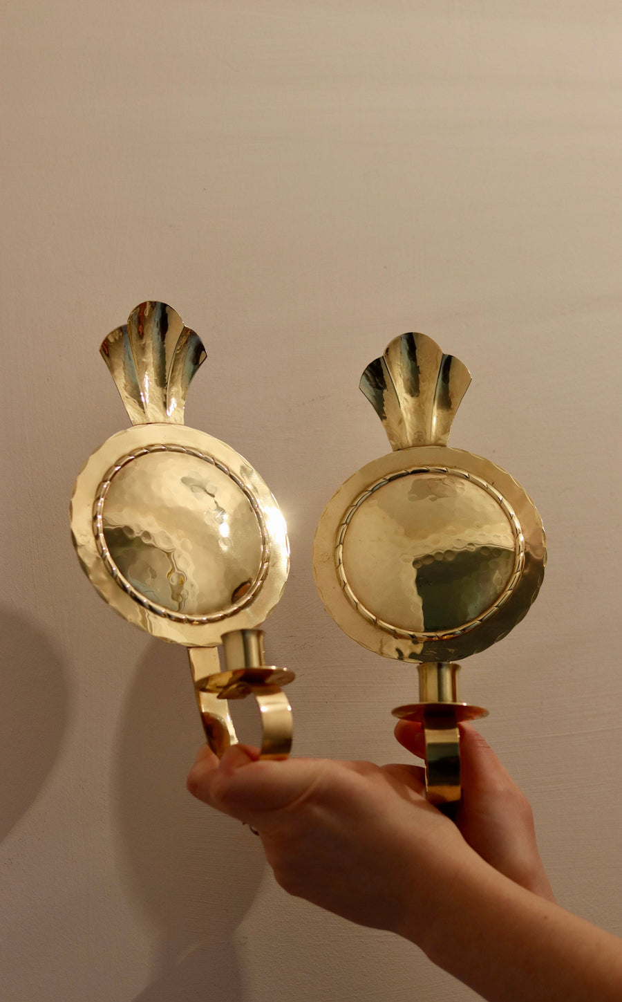 Pair of Mid-Century Swedish Brass Sconces by Arvika Noah Ancienne