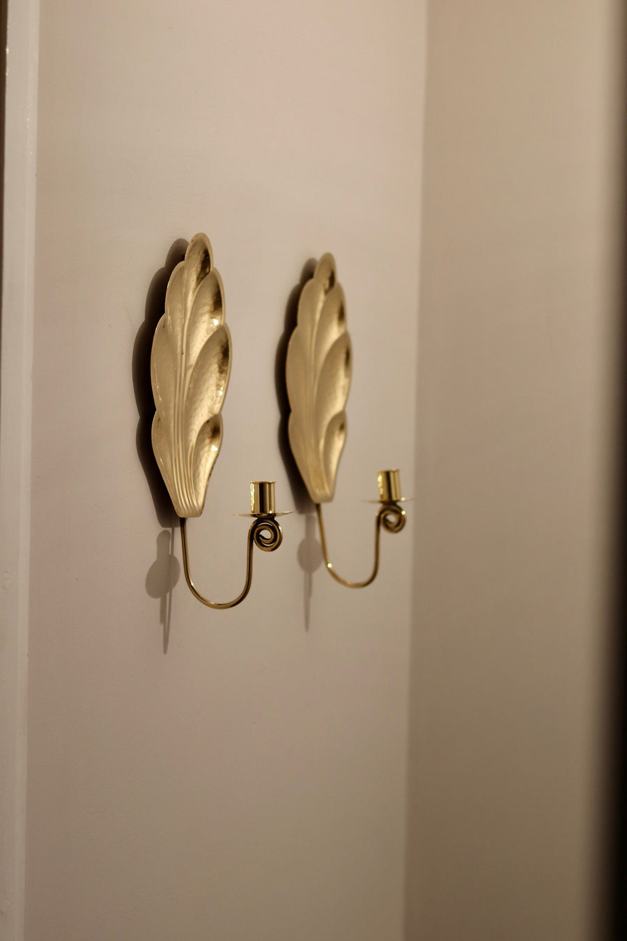 Pair of Mid-Century Swedish Brass Sconces by Firma Lars Holmström circa 1950's Noah Ancienne