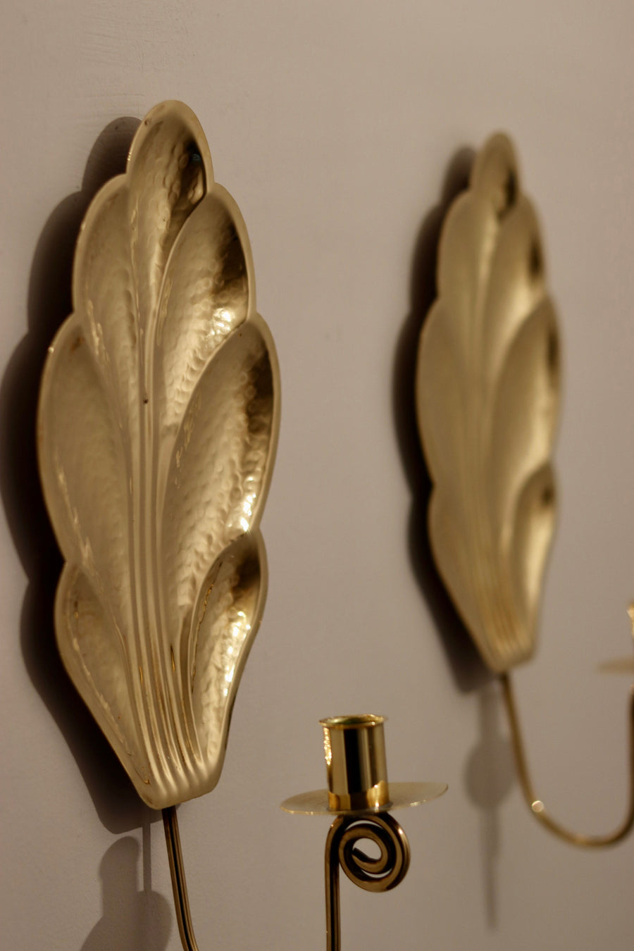 Pair of Mid-Century Swedish Brass Sconces by Firma Lars Holmström circa 1950's Noah Ancienne