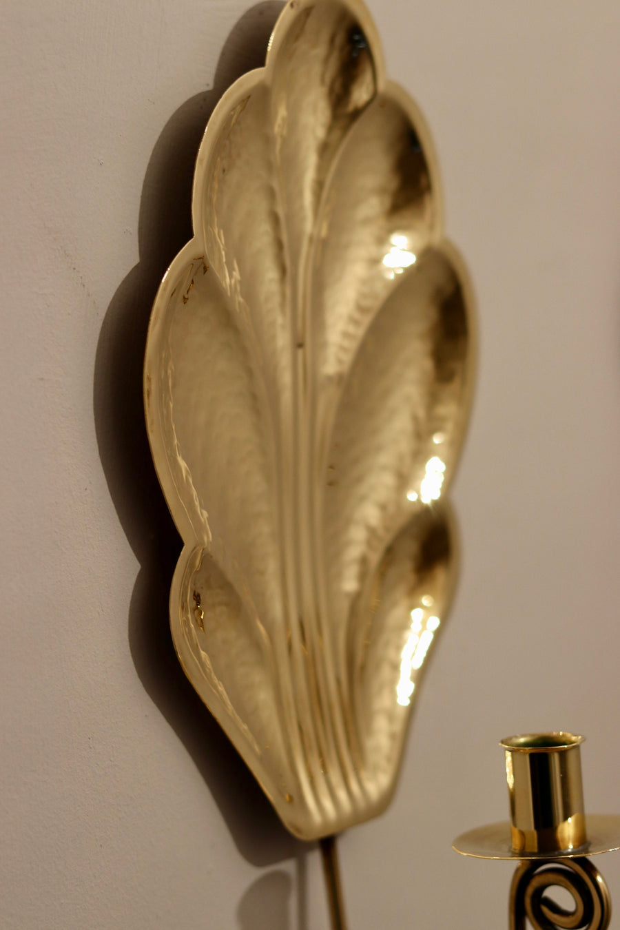 Pair of Mid-Century Swedish Brass Sconces by Firma Lars Holmström circa 1950's Noah Ancienne