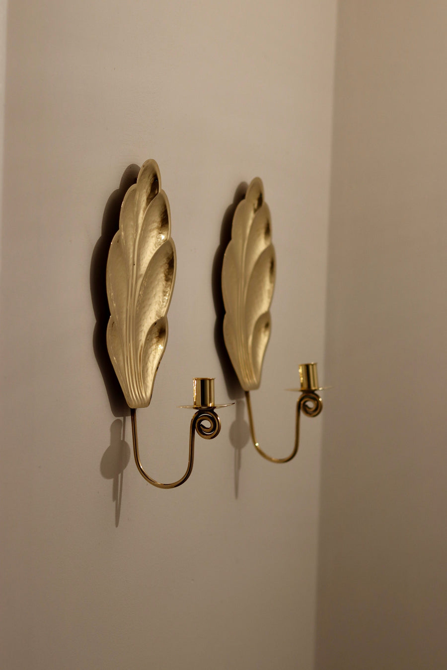 Pair of Mid-Century Swedish Brass Sconces by Firma Lars Holmström circa 1950's Noah Ancienne