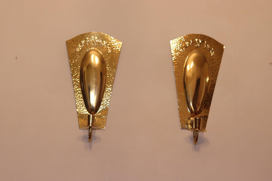 Pair of Mid-Century Swedish Brass Sconces by Knut Eriksson Eskilstuna Noah Ancienne