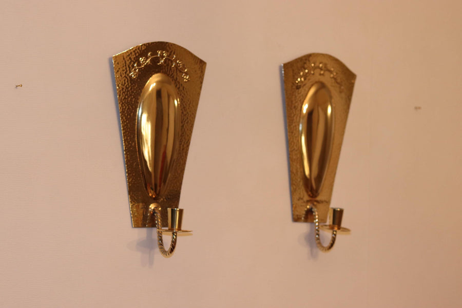 Pair of Mid-Century Swedish Brass Sconces by Knut Eriksson Eskilstuna Noah Ancienne