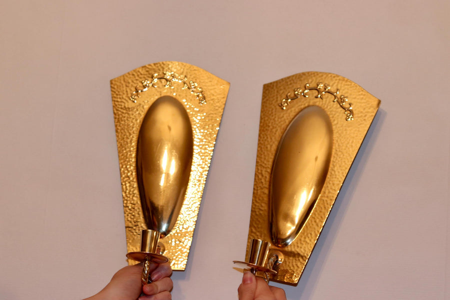 Pair of Mid-Century Swedish Brass Sconces by Knut Eriksson Eskilstuna Noah Ancienne