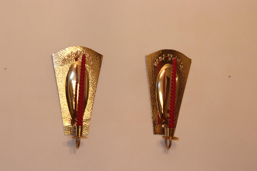 Pair of Mid-Century Swedish Brass Sconces by Knut Eriksson Eskilstuna Noah Ancienne