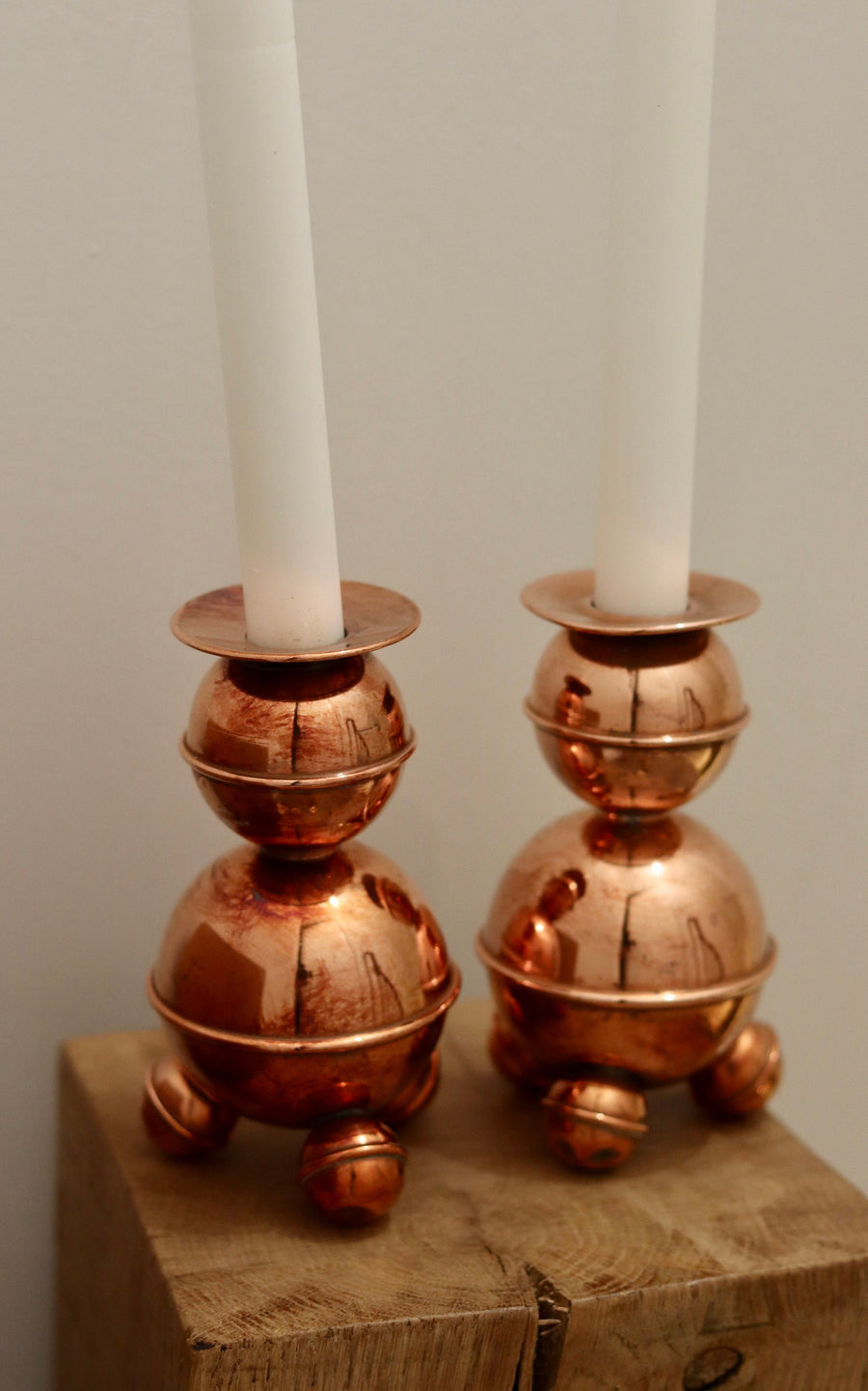 Pair of Mid-Century Swedish Copper Candle Holders by ALB Lindstrom Eskiltuna Noah Ancienne