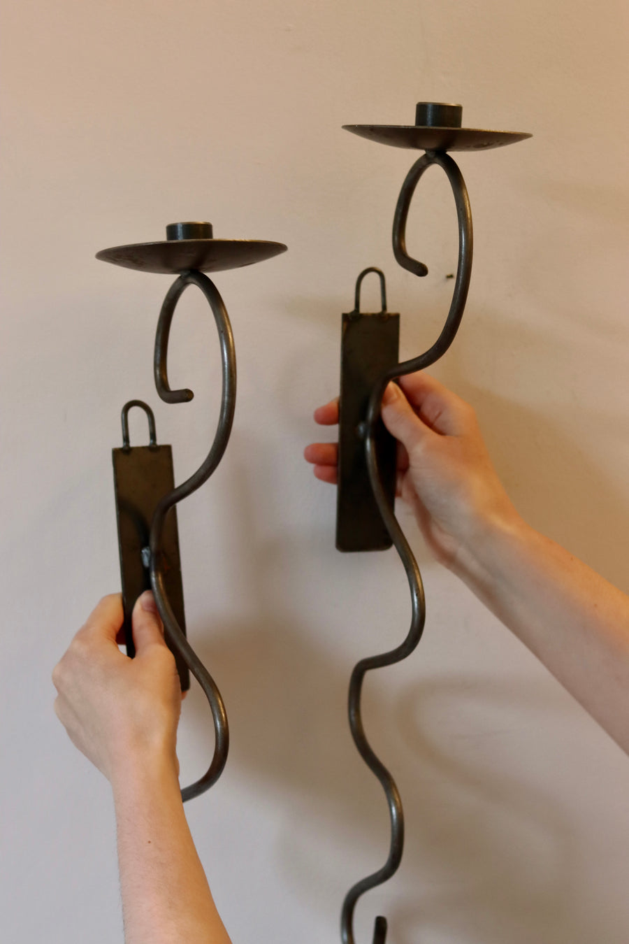 Pair of Mid-Century-Swedish Sconces with Black Coating with Rustic finish Noah Ancienne