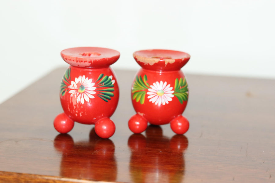 Pair of Swedish Dala Ball Candleholders Noah Ancienne