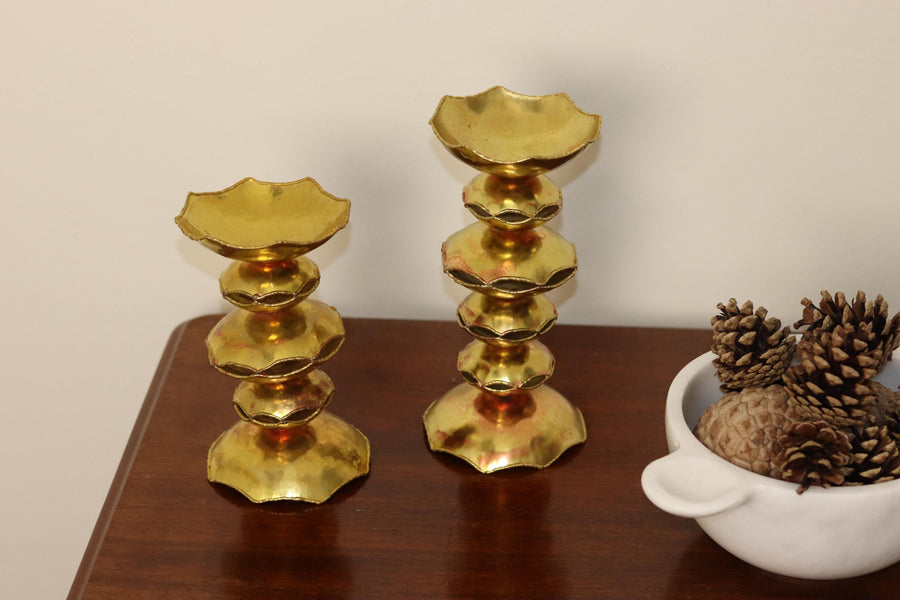 Pair of Swedish Mid-Century Brutalist Style Candlesticks / Sculptures by - Claës E. Giertta Noah Ancienne