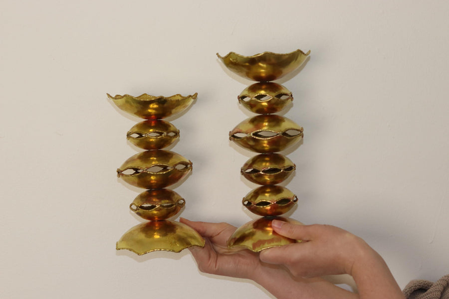 Pair of Swedish Mid-Century Brutalist Style Candlesticks / Sculptures by - Claës E. Giertta Noah Ancienne