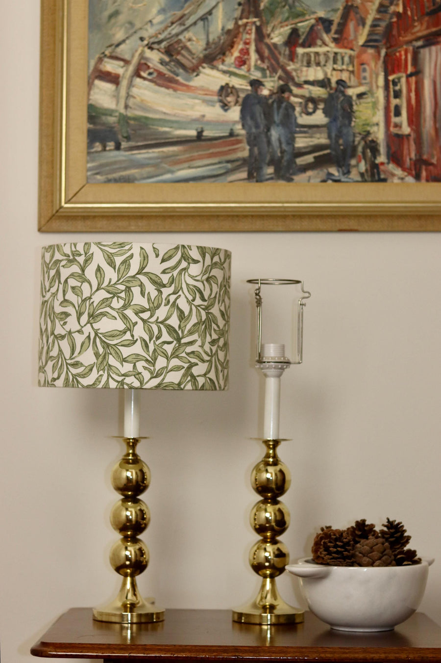 Pair of Tall Swedish Brass Lamps Noah Ancienne