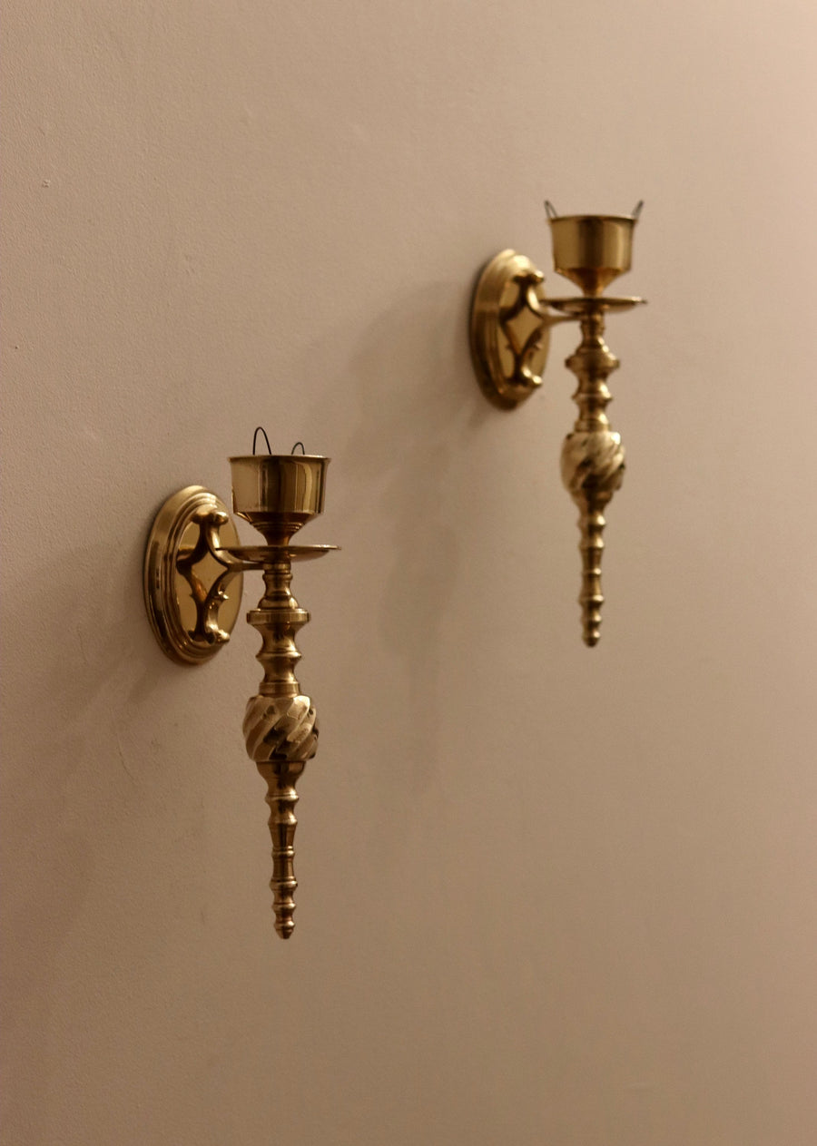 Pair of Vintage Brass Sconces Noah Ancienne
