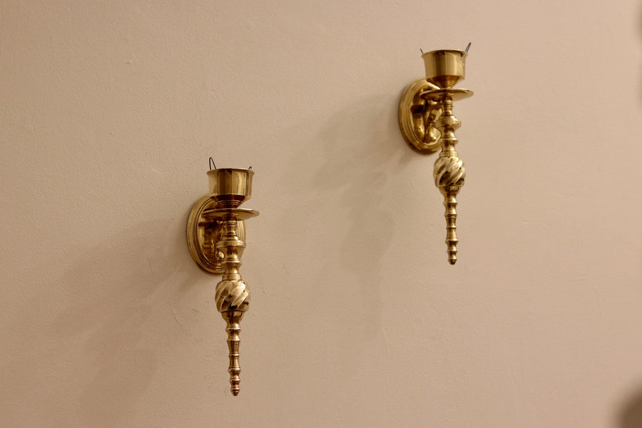Pair of Vintage Brass Sconces Noah Ancienne