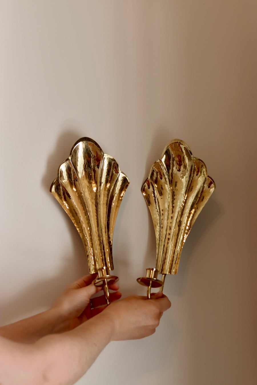 Pair of Vintage Swedish Brass Sconces by Arvika Noah Ancienne