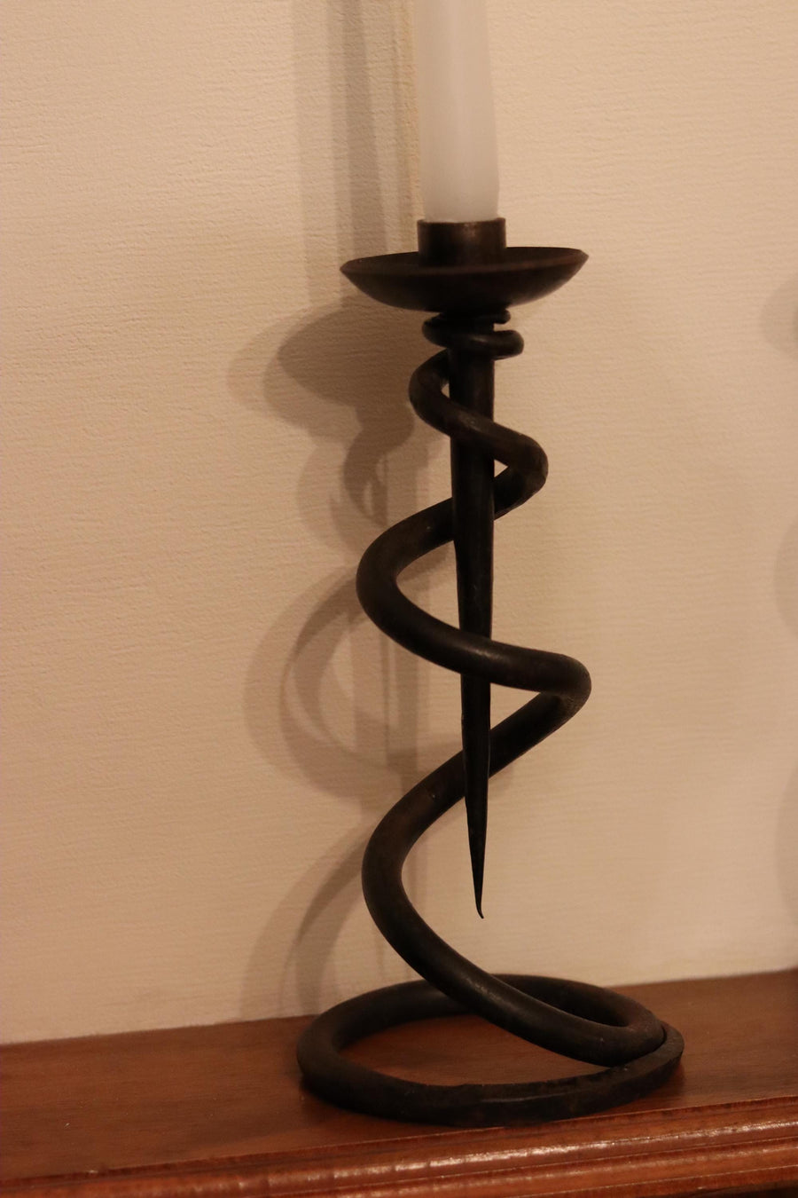 Pair of Wrought Iron Wavy Candle holders Noah Ancienne