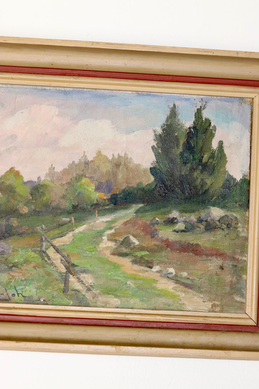 Swedish Early-Century Oil On Panel Painting" Countryside Landscape " " by Ivar Johansson --Vintage & Framed Noah Ancienne