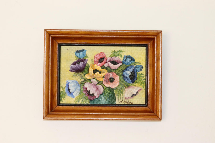 Swedish Mid-Century Oil on Panel " Still life" by A. Moberg - Vintage & Framed Noah Ancienne