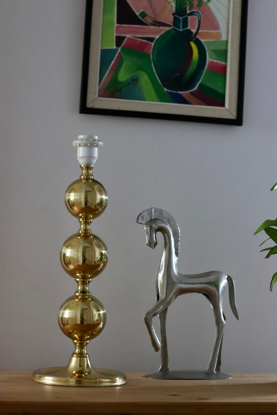 Tall Swedish Brass Bobbin lamp Noah Ancienne